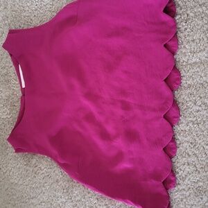 Monteau Pink Scalloped Hem Crop Tank Top